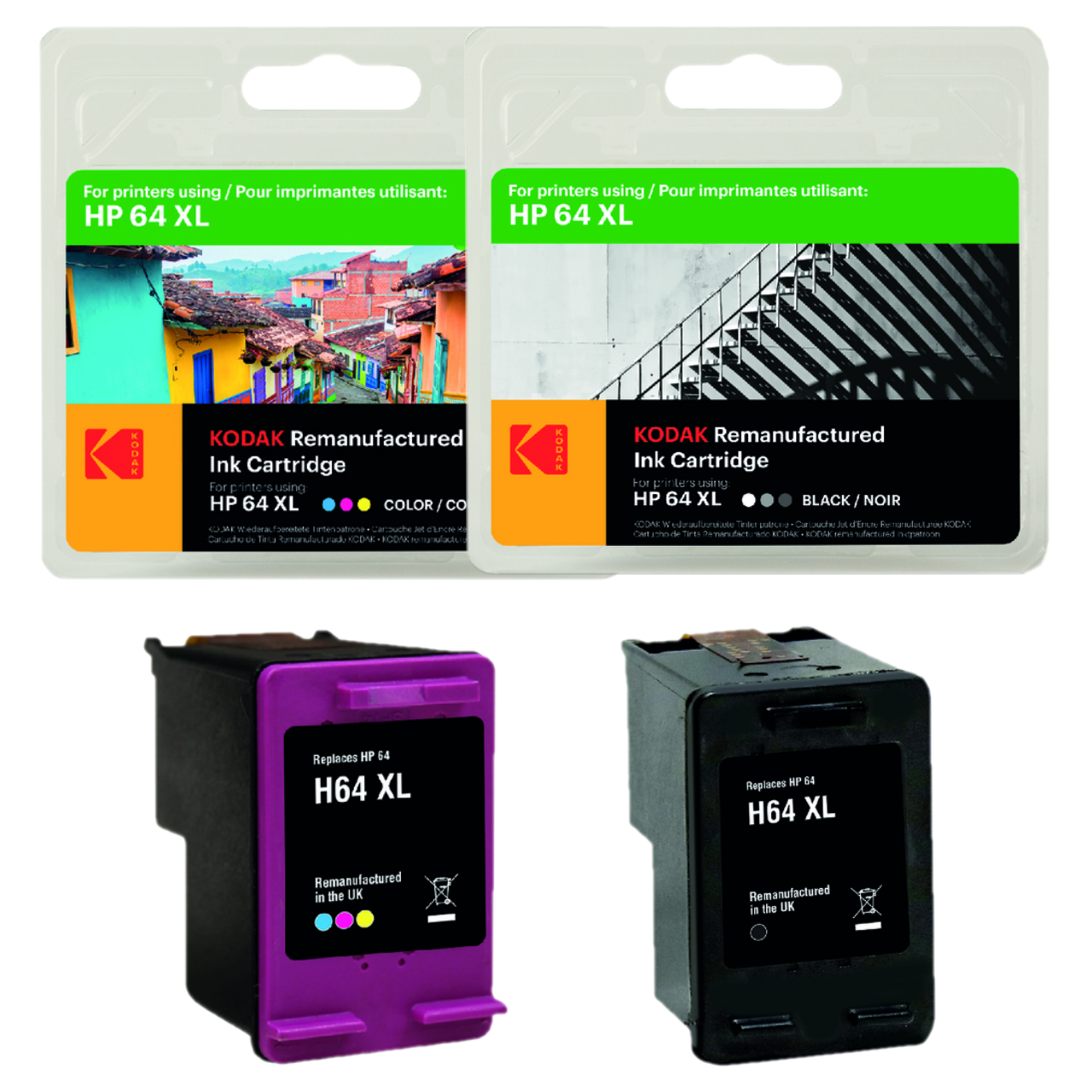 KODAK Compatible Ink Cartridge Replacement for HP64XL Convenience Bundle